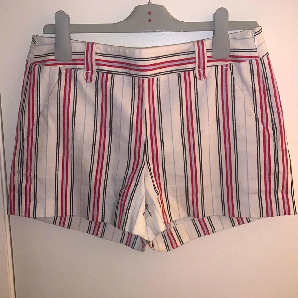 Loft cotton striped shorts red & white size 2